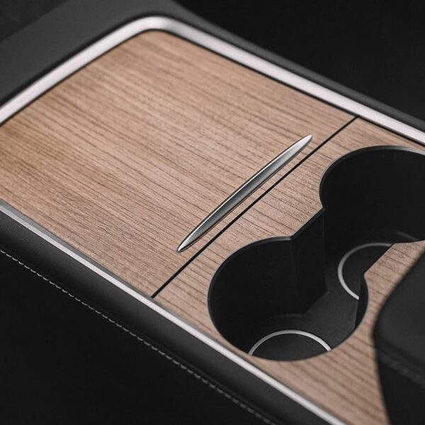 Upgrade your Tesla Model Y with a sleek wood center console.